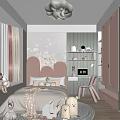 Cozy Kids Room With Pink Headboard White Bed Window Curtains Bookshelf Chair And Stuffed Toys