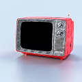 Vintage Red Television with Classic Knobs Black Screen and Retro Design 3d model
