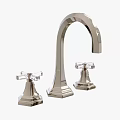 Elegant Polished Chrome Faucet With Curved Spout And Double Handles