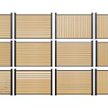 Various Wooden Fence Designs With Slat Patterns And Black Frames 3d model
