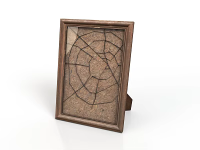 Brown Wooden Photo Frame With Cracked Pattern For Home Decorative Use 3d model