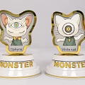 Decorative Cartoon Sphynx And White Cat Figurine Trophies With MONSTER Base
