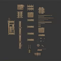 Wooden Construction Equipment With Multi layer Shelves Platforms Long Planks And Parts