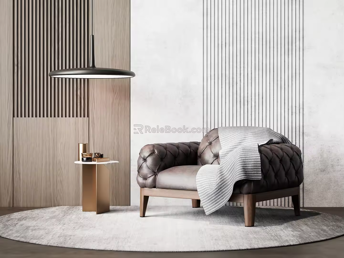 Modern Single Sofa Casual Single Sofa Side Table Combination 3d model