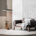 Modern Single Sofa Casual Single Sofa Side Table Combination 3d model