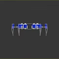Blue And White Mechanical Components Arranged Radially With Shiny Reflective Surfaces