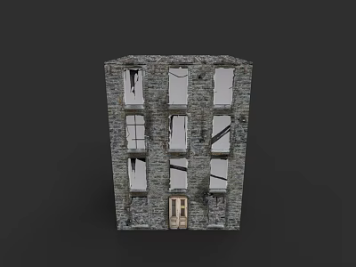 Traditional Garden Landscape With Old Stone Building Windows And Wooden Door 3d model