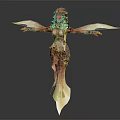 Elegant Fantasy Female Character With White Wings And Flowing Colorful Dress