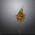 Fresh Vibrant Dragon Fruit With Red And Green Leafy Peel On Dark Background