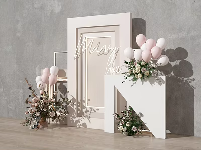 Modern Meichen Wedding Meichen Wedding Flower Art Meichen Flower Art Flower Card Area Photo Wall Wedding Wall Balloon 3d model