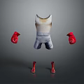 White Tank Top Gray Shorts With Red Boxing Gloves And Shoes