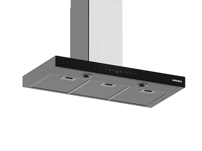 Modern Kitchen Appliance Range Hood With Stainless Steel Black Panel And Control Buttons Design 3d model