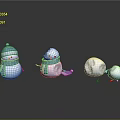 Adorable Snowmen Characters Wearing Blue Hats Scarves And Different Winter Poses