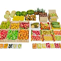 Variety of Fresh Fruits Arranged in Wooden Crates for Market