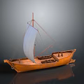 Handcrafted Wooden Sailboat Model With White Sail And Intricate Hull Details