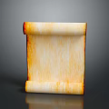 Cream Colored Cloth Scroll With Red Edges And Reflection On Dark Background