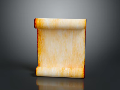 Cream Colored Cloth Scroll With Red Edges And Reflection On Dark Background 3d model