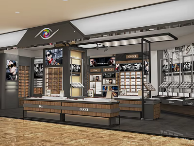 Modern glasses store glasses store display cabinet cashier window Nakajima booth 3d model