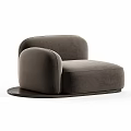 Beige Upholstered Leisure Chair with Curved Armrest Backrest and Wooden Base Modern Style