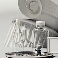 Modern Ornament Decoration Set With Scroll Plant Clock And Glass Bottles