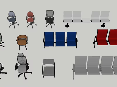 Different Styles Of Modern Office Chairs With Ergonomic Designs And Comfortable Backrests 3d model