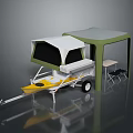 Modern Outdoor Furniture Portable Kitchen Trailer With Tent Table And Chairs Set