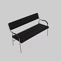 Modern Black Tufted Faux Leather Double Seater Sofa With Sturdy Polished Stainless Steel Frame