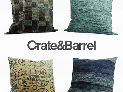 Crate&Barrel Stylish Decorative Pillows Featuring Geometric Striped And Floral Patterns 3d model