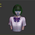 Animated Game Movie Character With Short Hair White Shirt And Blue Bow Tie