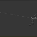 Tower Crane With Long Boom Clear Structure And Base Platform On Gray Background 3d model