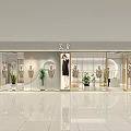 Modern Elegant Clothing Store Interior With Glass Display Windows Mannequins And Plants