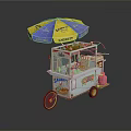 Shanity Brand Street Food Cart With Yellow Blue Umbrella And Transparent