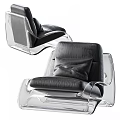 Modern Single Sofa Featuring Transparent Frame And Black Velvet Upholstery With Accent Pillow