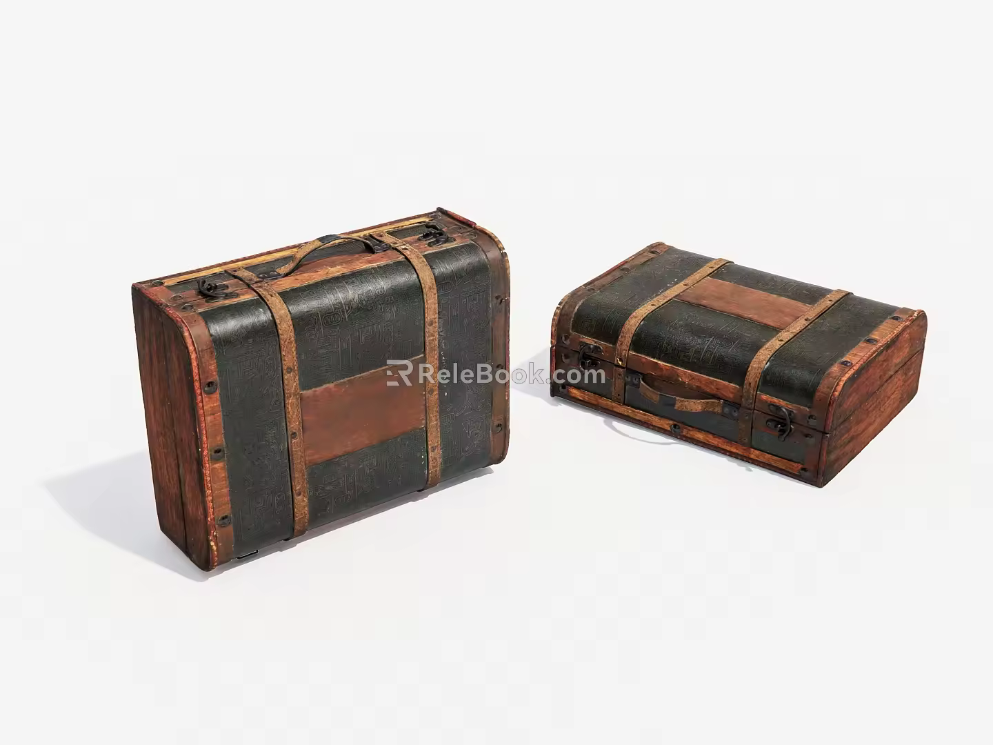 Wooden Box Suitcase Old Wooden Box Old Objects 3d model
