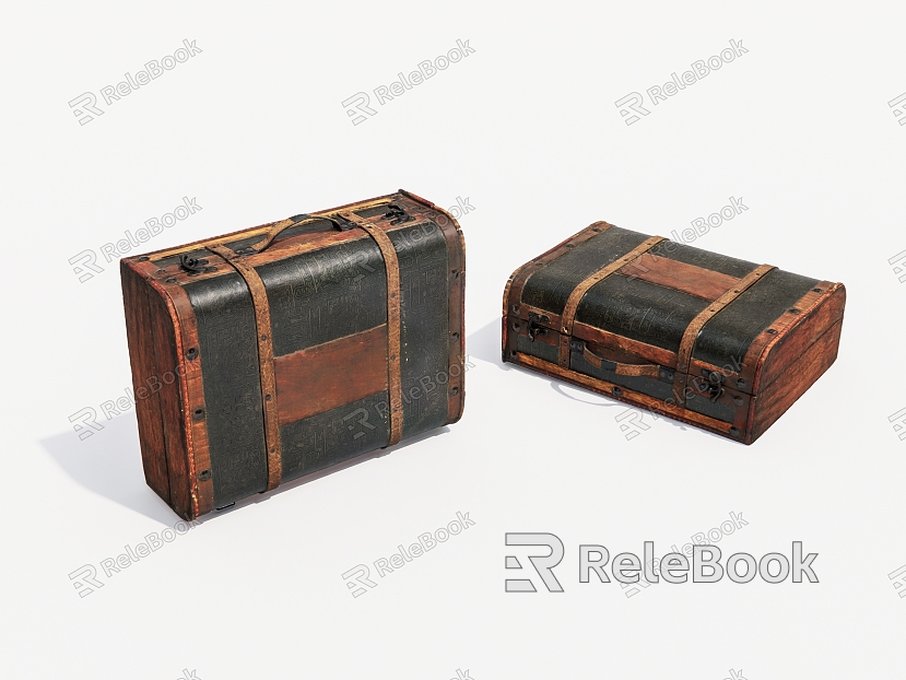 Wooden Box Suitcase Old Wooden Box Old Objects model