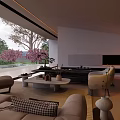 Modern Detached Villa With Long Swimming Pool Wooden Terrace And Sunset View