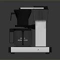 Modern Coffee Maker Machine With Transparent Water Tank Black Silver Base Contemporary Kitchen Appliance Design