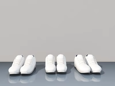 White Swing Doors Arranged Neatly Against Light Grey Wall And Floor 3d model