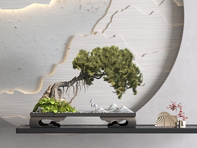 New Chinese potted pine bonsai model