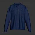 Oversized Blue Denim Jacket With Collar Front Pockets And Button Closure 3d model