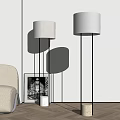 Modern Floor Lamps With White Shades Gold And Black Stands In Living Room
