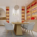 Luxury Bag Store Interior With Display Shelves Seating Area And Decorative Bags