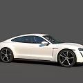 White Porsche Electric Sports Car With Sleek Exterior Design And Modern Look