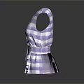Stylish Purple And White Checkered V Neck Sleeveless Vest With Waist Tie