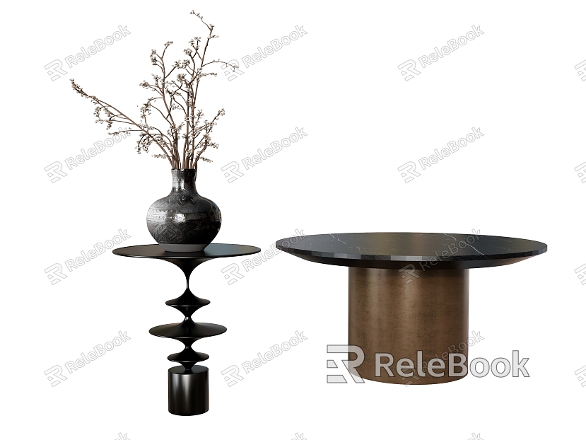 Coffee Table Side Table Low Table Round Table Coffee Table Decoration Table End View Table Plant Flower Vase Potted Plant model