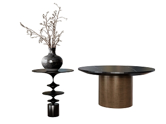 Coffee Table Side Table Low Table Round Table Coffee Table Decoration Table End View Table Plant Flower Vase Potted Plant 3d model