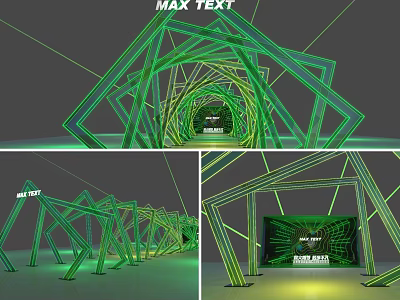 Modern Green Geometric Tunnel Arch Photo Spot With MAX TEXT 3d model
