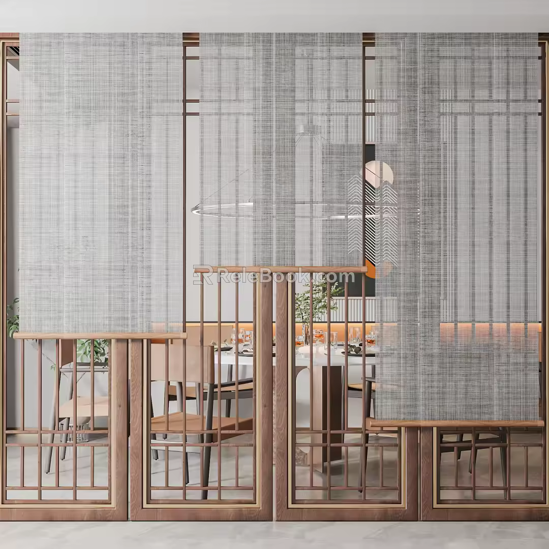 New Chinese-style roller shutter roller shutter partition 3d model