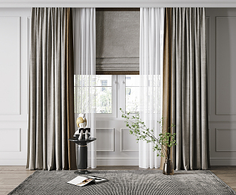 modern curtain fabric curtain gauze curtain 3d model