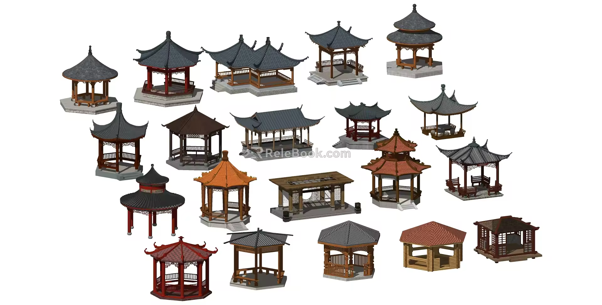 Chinese style pavilion ancient built pavilion 3d model